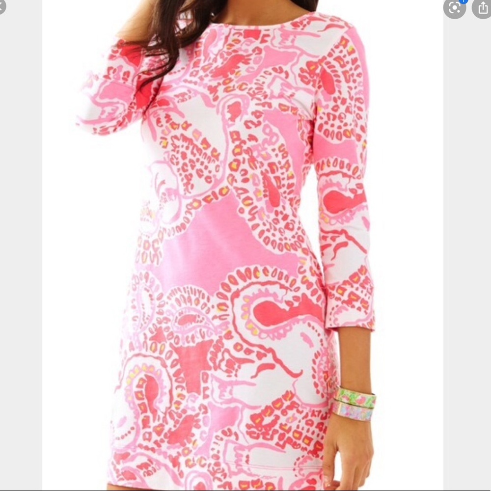 Lilly Pulitzer Marlowe T-Shirt 3/4 Dress Elephant